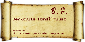 Berkovits Honóriusz névjegykártya